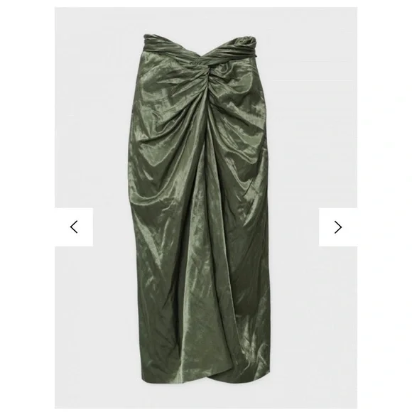 NWOT Vince Twist Front Skirt in Dark Pistachio Size 2 - Picture 4 of 10